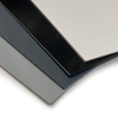 Juego de placas de plástico de PVC duro, 2000 x 1000 mm, color blanco, negro y gris, 1 mm/2 mm, placa dura de PVC (2000 x 1000 x 1 mm, gris claro, 1)