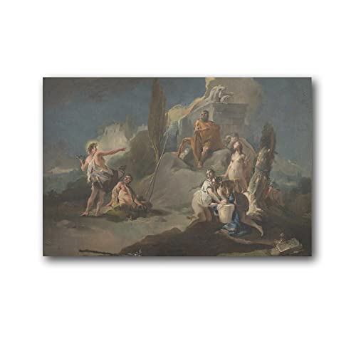 Pintores barrocos Giovanni Battista Tiepolo Apolo y Marsyas Póster Arte de pared Pintura Cuadro Póster Lienzo Póster Obras de arte Decoración de habitación 60 x 90 cm (60 x 90 cm)