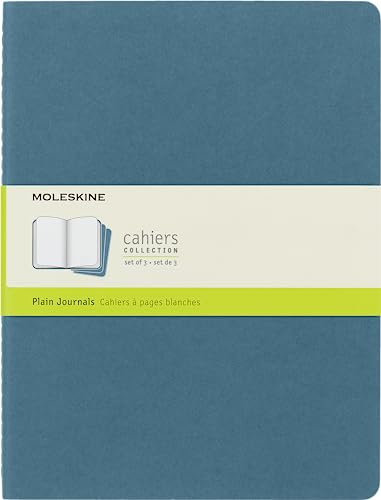 Moleskine - Cahier Journal Cuaderno de Notas, Set de 3 Cuadernos con Páginas , Tapa de Cartón y Cosido de Algodón Visible, Color Azul Teal