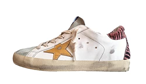 Golden Goose Zapatos Mujer Zapatillas Superstar Vintage 11181 Blanco-Oro, Blanco y dorado., 38 EU