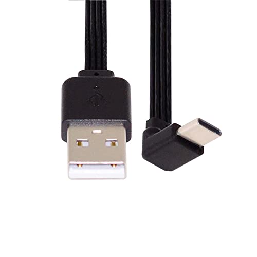 NFHK 13cm USB 2.0 Tipo-A Macho a USB-C Tipo-C Arriba hacia abajo en ángulo 90 grados Datos plano Delgado FPC Cable para FPV & Disk & Phone