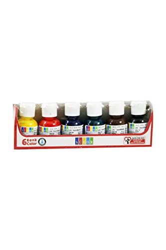 Südor India Ink Set de 6 Botellas de 25 ml, Juego de Tinta Colorida, Ideal para Ilustraciones, caligrafía, Pintura artística, Graffiti, para Cepillo, Dip, Pluma de caligrafía o Pluma de aerógrafo.