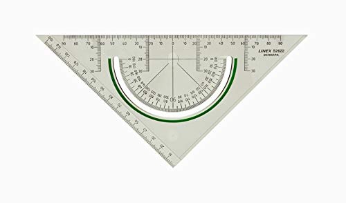 Linex 100414166 S2622 Super Series Geometría Triángulo 25cm, SAN con la escala opuesta y almohadillas adjuntas hipotenusa 225 mm, 10-pack, transparente