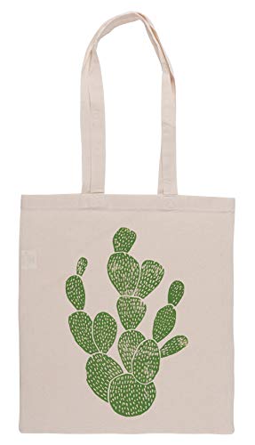 Linograbado Cactus # 1 Bolsa De Compras Groceries Beige Shopping Bag