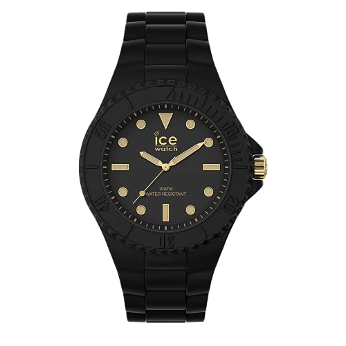 ICE-WATCH, ICE Generation Black Gold, Reloj Negro para Mujer con Correa de Silicona, 019156 (Medium)