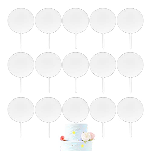 VIKSAUN 15 placas acrílicas circulares, 10 cm Decoraciones de Tarta en Blanco Inserto de Acrílico de Tarta Redondo Adorno de Acrílico Topper de Pastel discos acrílicos transparentes ( 15 Pcs)
