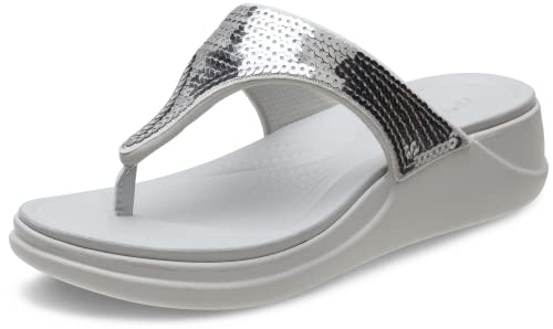 Crocs Chanclas de cu a adornadas Boca para mujer, Blanco nacarado/ Plateado, 39 EU