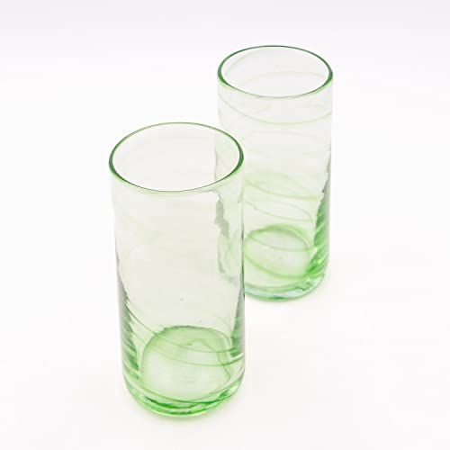 Lafiore Vasos Altos de Cristal Modernos | Vasos Altos de Cristal de Colores (Verde Manzana)