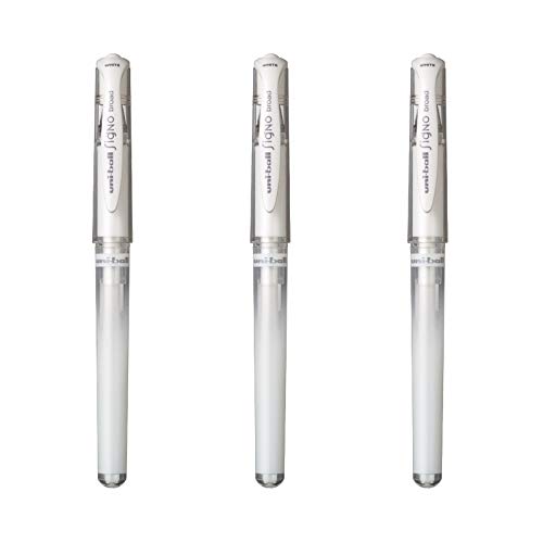 Uni-Ball Mitsubishi Pencil Signo Broad - Bolígrafo de gel (3 unidades, punta de 1 mm), color blanco