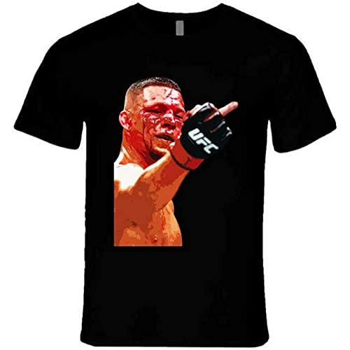 SHOUCHI Men's Nate Diaz Middle Finger Fighter Fan T Shirt L