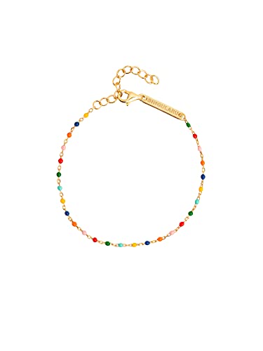 SINGULARU - Pulsera Dots Colors Enamel - Pulsera Bolitas Esmaltadas de Colores en Plata de Ley 925 con Baño de Oro 18 Kt - Largo de cadena 18,5 cm - Joyas para Mujer