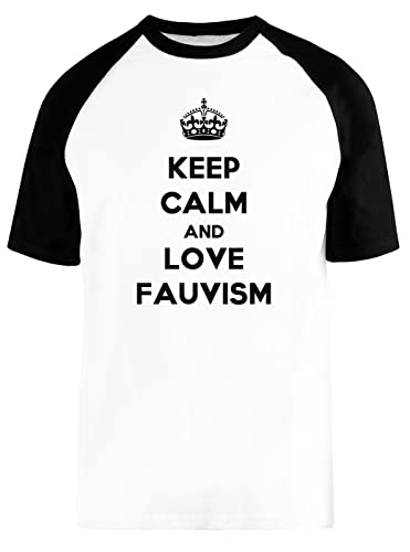 Keep Calm and Love Fauvism Blance Camiseta De Béisbol Mangas Cortas Unisex Tamaño M White Baseball tee Tshirt Size M
