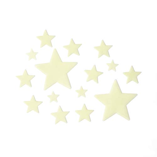 Legami - Super Stars, estrellas fluorescentes adhesivas, L Max 7 cm, de PVC, se cargan durante el día con la luz y la liberación de noche, 24 estrellas, 3 tamaños diferentes