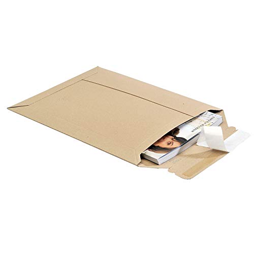 25 Sobres de envío de cartón 250 x 353 mm hasta 50 mm altura completa ideal para DIN A4 cartón rígido color marrón cierre autoadhesivo para documentos libros Toppac tP335(25|carton|A4)