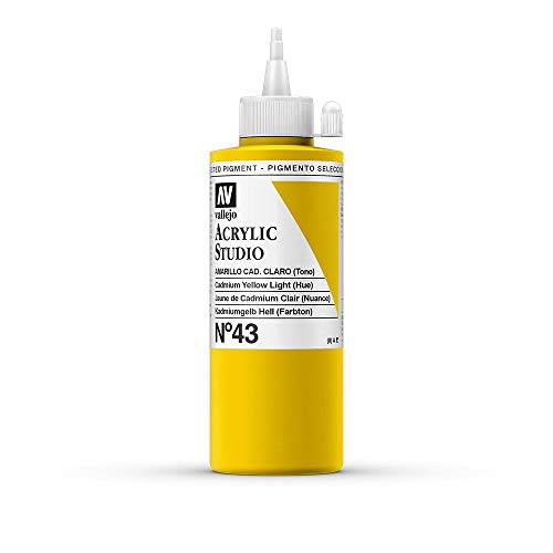 VALLEJO ACRYLIC STUDIO, PINTURA ACRÍLICA, 200ML, AMARILLO CADMIO PALIDO (TONO), Nº 43