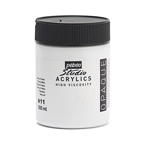 Pébéo - Acrílico Fine Studio - Pintura acrílica Blanco - Blanco De Titanio - 500 ml