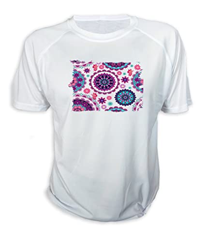 MERCHANDMANIA Camiseta Motivo Flores Rosas carmesi Colores Adorno Tshirt.