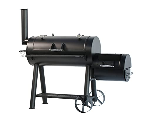 Tarrington House Barbacoa de carbón con ahumador BATESVILLE, acero, tapa con termómetro integrado, 2 ruedas, negro