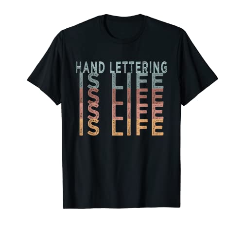 Lettering a mano es vida retro palabras de color Camiseta