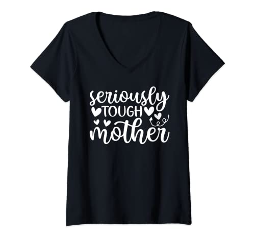 Mujer Familia 365 Seriamente Duro Madre Divertido Mamá Gráfico Camiseta Cuello V