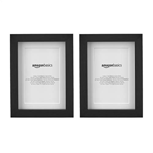 Amazon Basics – Marco para fotos con paspartú, 13 x 18 cm con paspartú de 10 x 15 cm, Rectangular, Negro, Paquete de 2