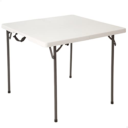 LIFETIME 92103 Mesa Plegable portátil Cuadrada, Camping, 86x86x73,5cm Peso 8Kg, Duradera, Resistente y Ligera Capacidad 4 Personas Incorpora asa para fácil Transporte