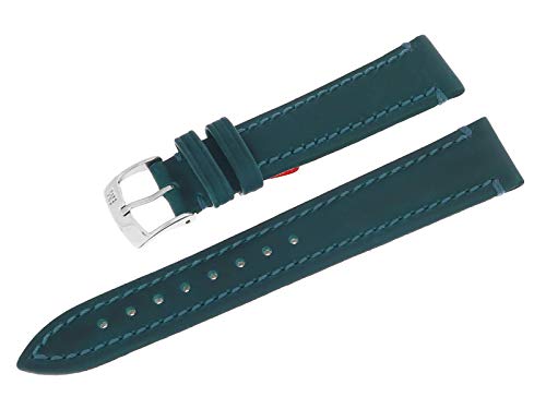 Morellato Correa de reloj de 18 mm en color azul verdoso de piel con hebilla de acero inoxidable A01U3350600064CR18