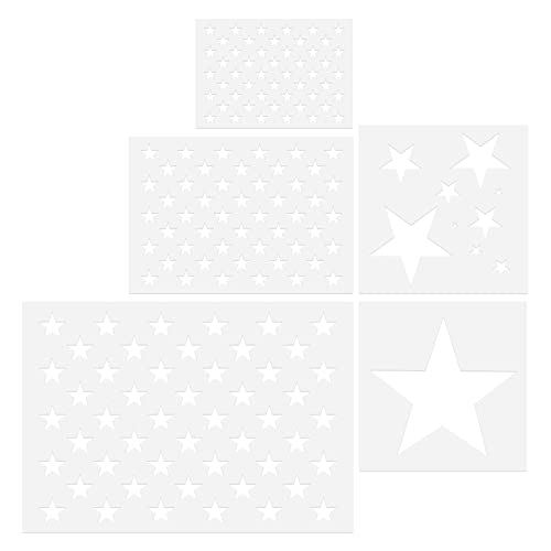 KINBOM 5 Piezas Plantilla de Estrellas para Pintar, Plástico Plantilla Estrella en Diferentes Tamaños Reutilizable Plantillas de Estrella para Pintar en Madera Tela Papel Pared (5 Tamaños)
