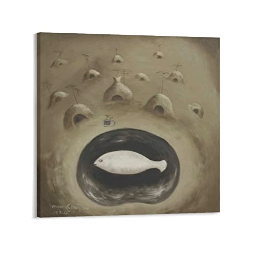 Póster de The Last Fish de Leonora Carrington, obras de arte geniales para pared, impresiones en lienzo para colgar, 24 x 24 pulgadas (60 x 60 cm)