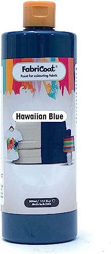 FabriCoat - Pintura para tela, utilizada para restaurar o cambiar el color de tapicería, muebles suaves, interiores de coche, ropa y calzado. (250 ml, azul hawaiano)