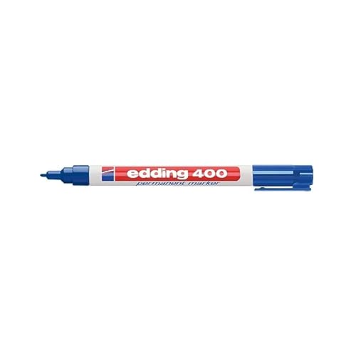 edding 400 marcador permanente - azul - 1 rotulador - punta fina redonda 1 mm - resistente al agua, de secado rápido, rotuladores indelebles - para cartón, plástico, madera, metal, vidrio