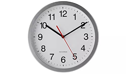 Martin Mart - Reloj de pared controlado por radio, es transparente, fácil de leer numeración y cara que hace de este un reloj sin complicaciones, color plateado