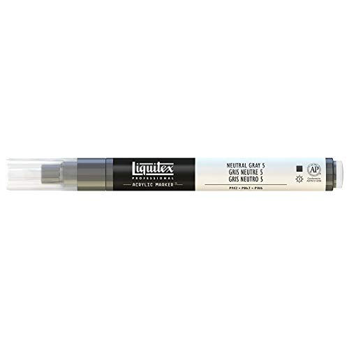 Liquitex Rotulador de Pintura acrílica, Punta Fina, Gris Neutro 5, 2 mm