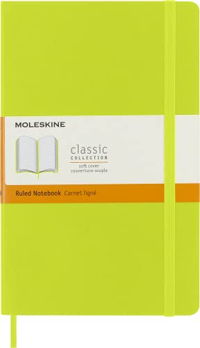 Moleskine - Cuaderno Clásico con Hojas de Rayas, Tapa Blanda y Cierre con Goma Elástica, Tamaño Grande 13 x 21 cm, Color Verde Limón, 240 Páginas