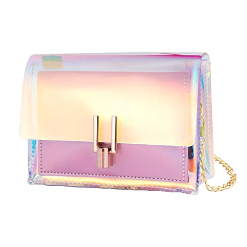 TENDYCOCO bolso de mano holograma bolso cruzado iridiscente bolsos de cadena transparente para mujer