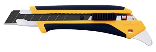 Olfa L5-AL - Cúter con mango antideslizante, cuchilla de 18 mm, bloqueo automático y púa de metal duro en el mango