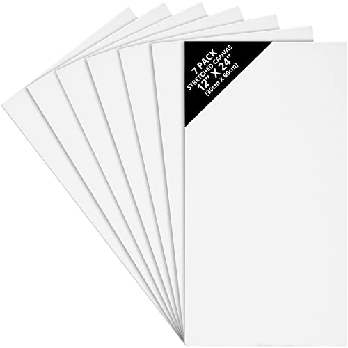 Belle Vous Pack de 7 Lienzos para Pintar 30 x 60 cm - Set Paneles de Lienzo Pre Estirado - Aptos para Pintura Acrílica y al Óleo - Lienzo en Blanco para Bocetos y Dibujos