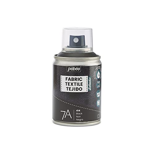 Pébéo - Pintura en spray para textiles 7A Spray - Tejidos naturales y sintéticos - Base de agua - Sin disolventes - Resistente al Lavado a Máquina - Pintura sobre Tejido Pébéo Color Negro