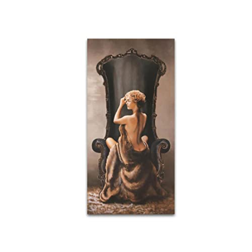 Impresión en lienzo Clásicos Mujeres con la espalda desnuda Carteles e impresiones Arte de la pared Pintura en lienzo Pintura de arte famoso Decoración de la sala de estar 30x60cm Sin marco