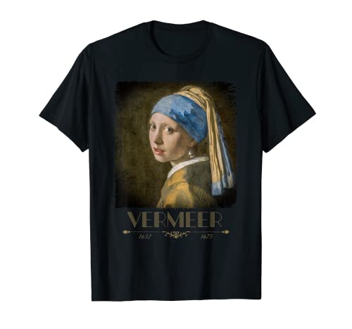 Jan Vermeer Pendientes de perlas para niña, pintura barroca, arte fresco Camiseta