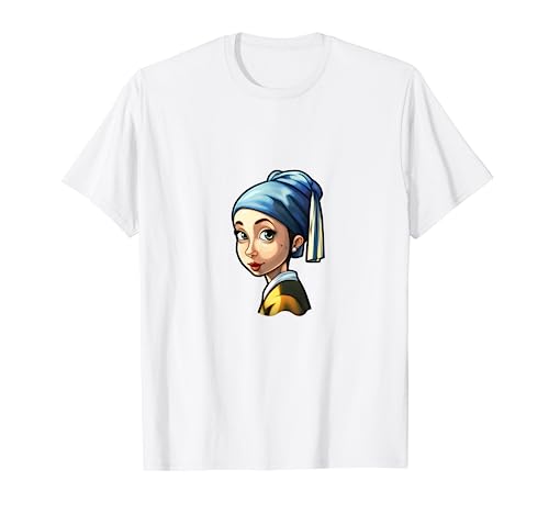 Pendiente de niña con perla retrato homenaje a Kawai Camiseta