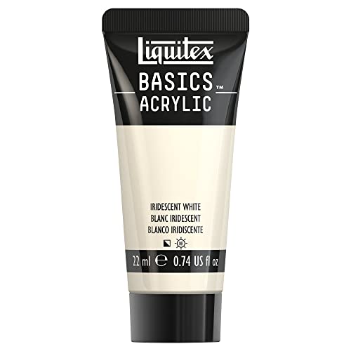 LIQUITEX 8870505​​ Basics Pintura acrílica – Blanco iridiscente ​, tubo de 22 ml, resistente a la luz, impermeable, para pintar y decorar madera, metal, cerámica, plástico, lienzo