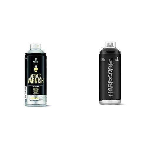 Montana Colors Barniz Acrílico - Brillante Spray, Transparente Brillo & Pulverizador, Pintura en spray MTN HC2 R-9011 Negro Brillante 400ml
