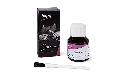 Tinte para Cuero - Penetración Profunda en Cuero y Piel Natural de Grano Entero, Rectificado o Sintético, para Bolsos, Accesorios, de Kaps, 50 ml - 1.70 fl. oz. (118 - negro)