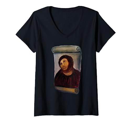 Mujer Ecce homo cecilia divertido fresco debajo de la chaqueta gráfico Jesús Camiseta Cuello V