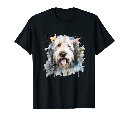 Colorido perro pastor inglés antiguo acuarela arte Camiseta