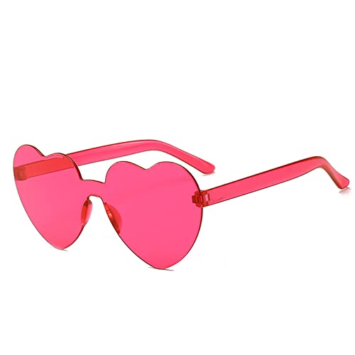 YOJUED Gafas de sol con forma de corazón sin bordes Candy Color para mujer y niña, diseño de corazón, rojo rosado