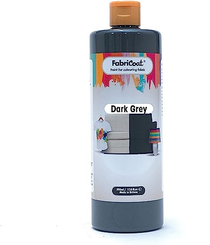 FabriCoat - Pintura para tela, se utiliza para restaurar o cambiar el color de tapicería, muebles suaves, interiores de automóviles, ropa y calzado (500 ml, gris oscuro)