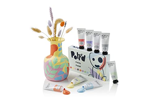 Pott'd™ Pinturas de Cerámica Acrílica Premium, Juego de Pintura, Kit de Pintura de Cerámica para Arcilla Seca al Aire - Pinturas pastel