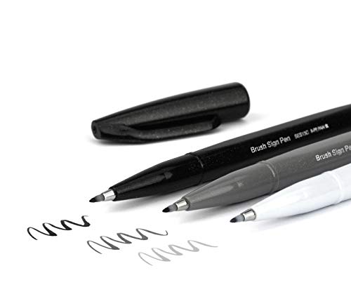 Pentel SES15C-12 - Bolígrafo de punta tipo pincel, color negro, gris, gris oscuro 3
